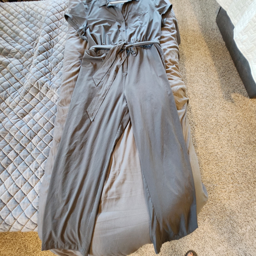 🌺 Eddie Bauer Dark Gray Belted Jumpsuit – Size 2XL Plus - Picture 7 of 10